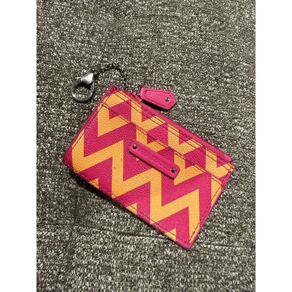 Vera Bradley Chevron Key Chain Wallet Small Pink Orange - Picture 2 of 7